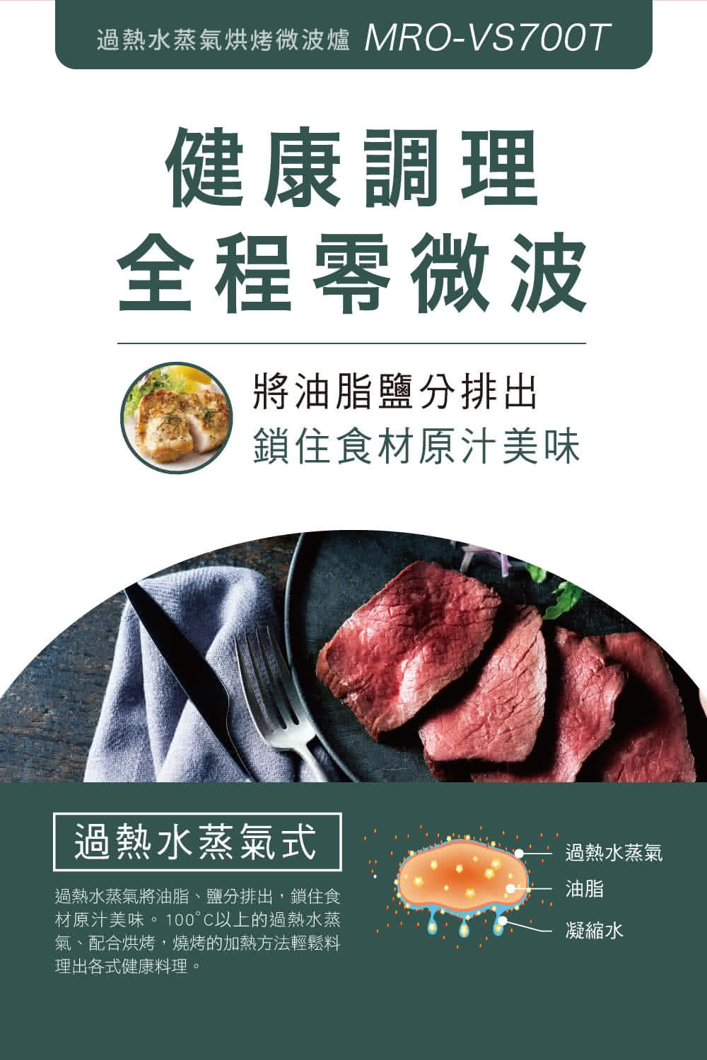 过热水蒸气烘烤微波炉 MROVS700T