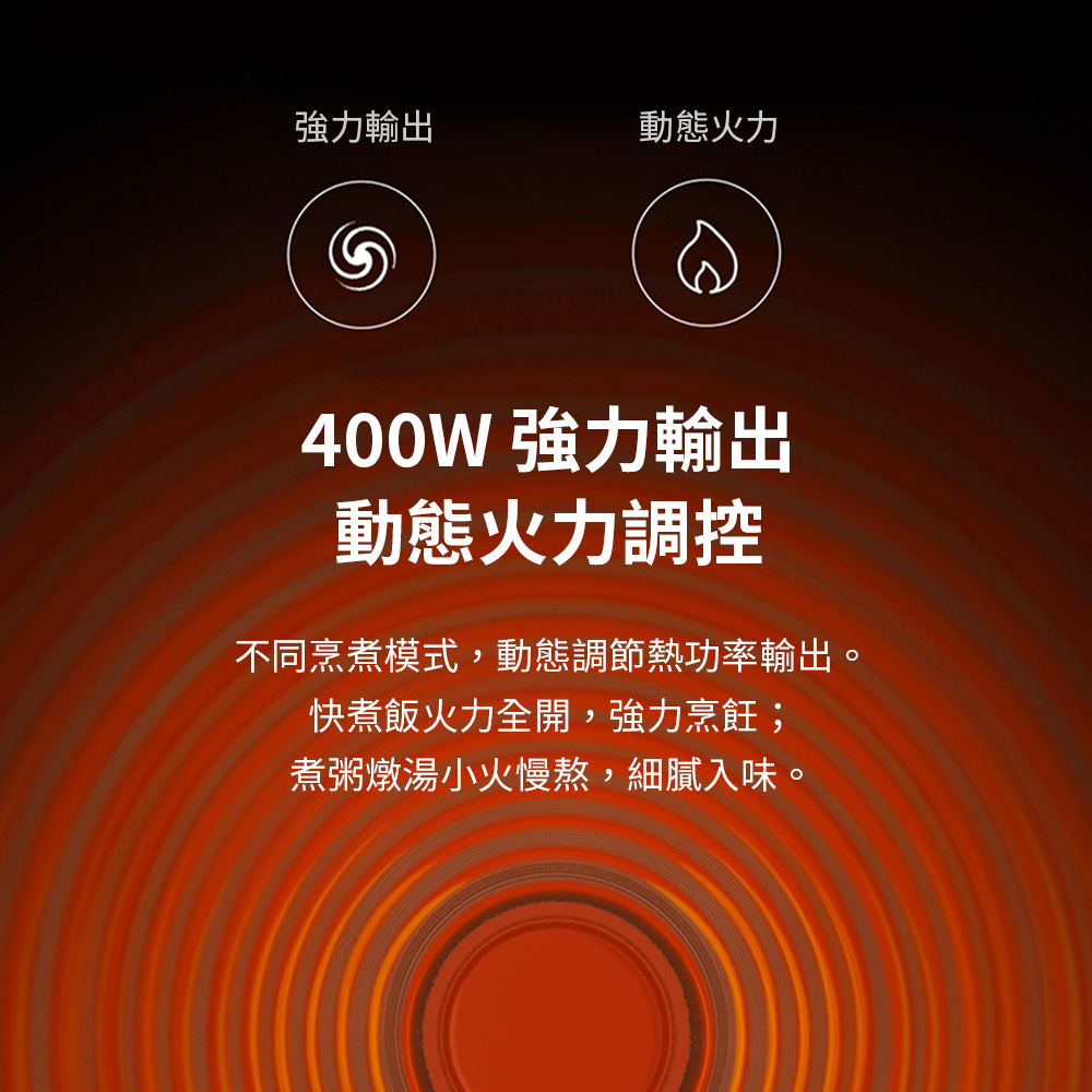 不同烹煮模式,动态调节热功率输出。