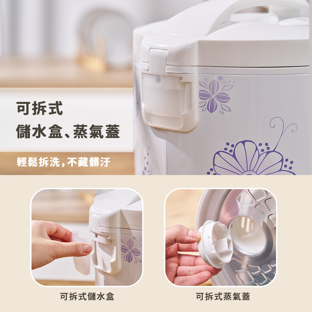 可拆式 储水盒、蒸气盖 轻松拆洗,不藏脏污 可拆式储水盒 可拆式蒸气盖 