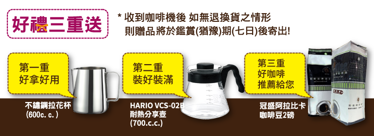 收到咖啡机后 如无退换货之情形