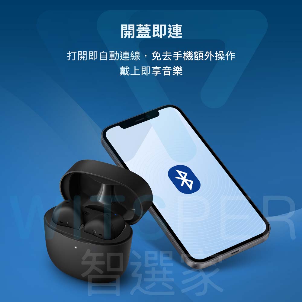 开盖即连 打开即自动连线,免去手机额外操作 戴上即享音乐 智选家 